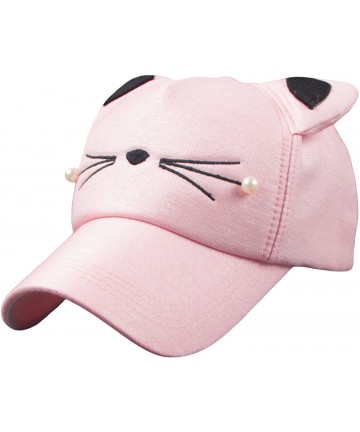 Sun Hats Women's Cartoon Cat Ears Cap Baseball Sun Hats - Dark Pink - CF188Q9X4TT $14.58