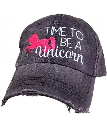 Baseball Caps Women's- Customizable- Time to be a Unicorn Embroidered Baseball Cap - Grey/Customized - CA18CQCQSGA $37.87