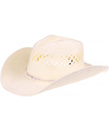 Cowboy Hats Western Outback Cowboy Hat Men's Women's Style Straw Felt Canvas - Natural - CH18Z3DL9I3 $35.13