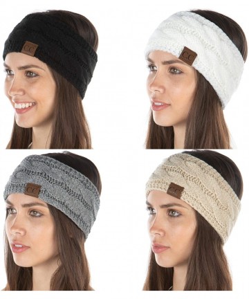 Cold Weather Headbands Exclusives Womens Head Wrap Lined Headband Stretch Knit Ear Warmer - C3194G8IQ7C $68.44