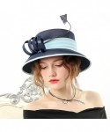 Bucket Hats Women Bucket Hats Chiffon Formal Dress Hat Elegant Feather Church Hats - Royal - C4186YOMW27 $55.58