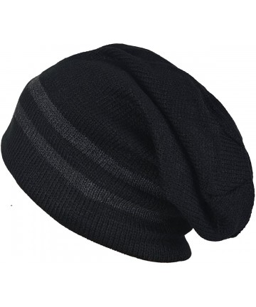 Skullies & Beanies Slouchy Beanie for Men Winter Summer Skull Cap Oversize Knit Hat - B318-black - C112MZABM31 $21.35