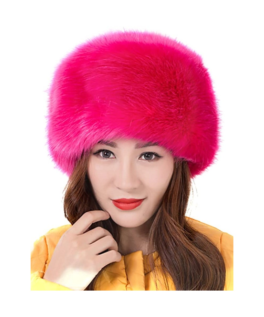 Skullies & Beanies Women's Warmth Furry Russian Winter Beanie Hat - Rosered - CA12O46A88M $29.55
