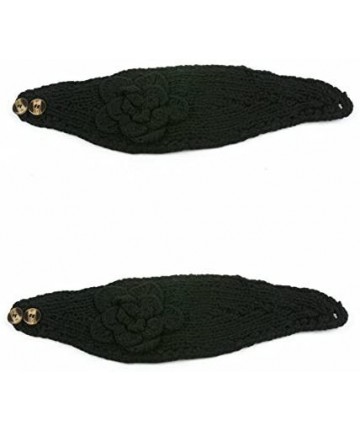 Headbands Women's Headband Neck/Ear Warmer Hand Made Black 812HB - 2 Pcs Black & Black - CK122N41UIX $30.08