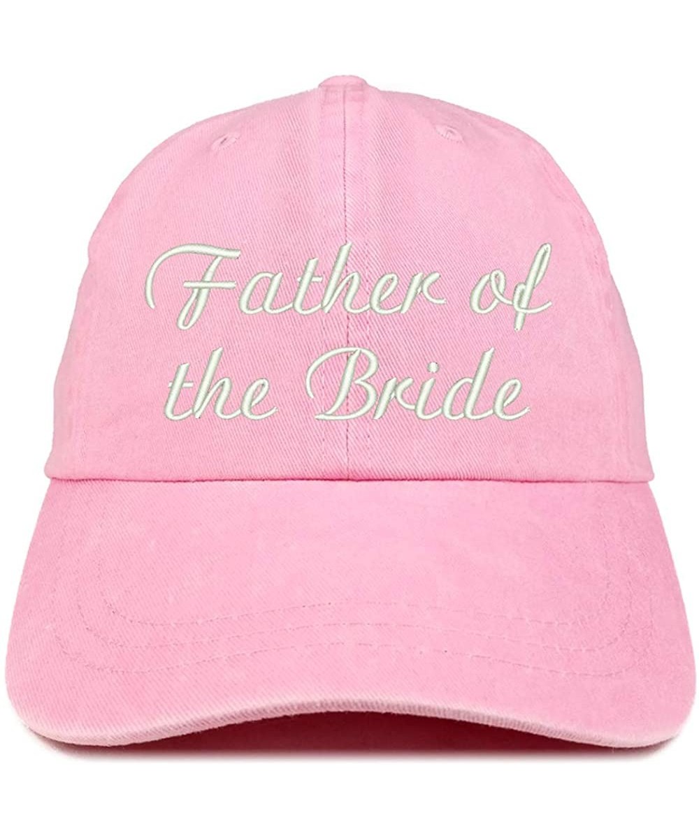 Baseball Caps Father of The Bride Embroidered Washed Cotton Adjustable Cap - Pink - C718SX5NTOU $22.23