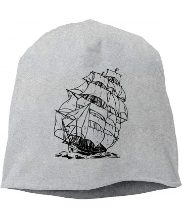 Skullies & Beanies Woman Skull Cap Beanie A Pirate Boat Headwear Knit Hat Warm Hip-hop Hat - Gray - CU18OC2OM4T $19.15