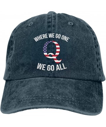 Baseball Caps Q Anon Where We Go One We Go All Vintage Washed Dyed Dad Hat Adjustable Baseball Hat - Navy - C618OMSOXC4 $16.50