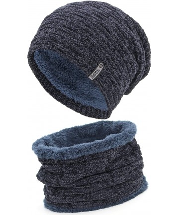 Skullies & Beanies Styles Oversized Winter Extremely Slouchy - Xne Navy Hat&scarf Set - CR18ZDSQMXX $17.82