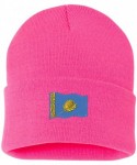 Skullies & Beanies Kazakhstan Flag Custom Personalized Embroidery Embroidered Beanie - Hot Pink - CN12OHZR5Z4 $21.20