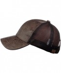 Baseball Caps Unisex Distressed PU Leather Vintage Mesh Back Adjustable Baseball Cap Hat - Dark Brown - CC12NW8T585 $14.91