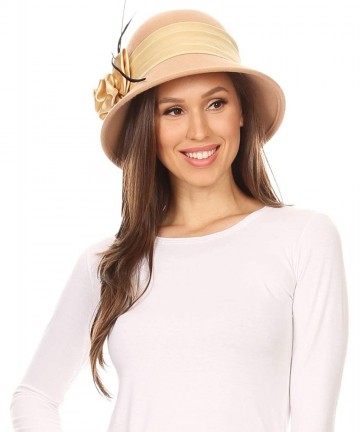 Bucket Hats Danielle Vintage Style Wool Cloche Hat - Beige - CT11LR2Y14X $27.55