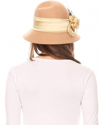 Bucket Hats Danielle Vintage Style Wool Cloche Hat - Beige - CT11LR2Y14X $27.55