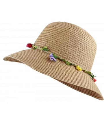 Sun Hats Womens Floppy Summer Sun Beach Wide Brim Straw Hat - Fh11 - CN18D76E786 $24.82