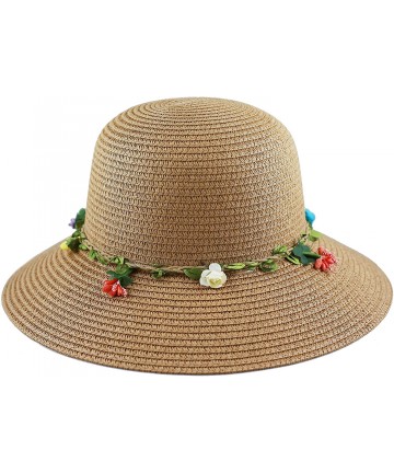 Sun Hats Womens Floppy Summer Sun Beach Wide Brim Straw Hat - Fh11 - CN18D76E786 $19.72