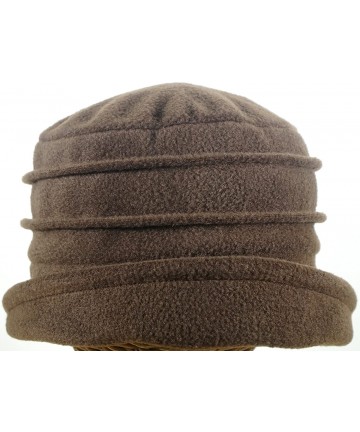 Bucket Hats Womens Dip Brim Fleece Pleated Cloche in Brown - CU1889QMRZL $35.61