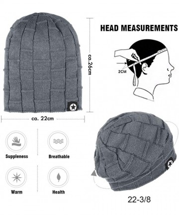 Skullies & Beanies Winter Beanie for Men Cable Knit Wool Fabric Warm Hat Thick Soft Stretch Caps 1-3 Pairs - 1 Pair Navy Blue...