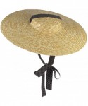 Sun Hats Women Vintage Boater Straw Hat Wide Brim Flat Top Floppy Derby Straw Hat Beach Sun Hats with Chin Strap - Dot - C618...