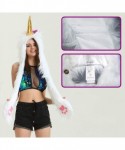Skullies & Beanies Faux Fur Animal Hat Scarf Gloves Mittens 3-in-3 Function Furry Hoodie with Paws Ears - Unicorn Hood - CB18...