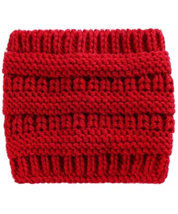 Skullies & Beanies Unisex Fashion Bun Ponytail Soft Stretch Winter Beanie Tail Hat Hats & Caps - Red - C018ADALTGE $24.40