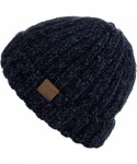 Skullies & Beanies Unisex Chenille Soft Warm Stretchy Thick Cuffed Knit Beanie Cap Hat - Navy - CZ18IQGHDEA $22.76