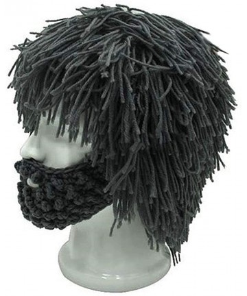 Skullies & Beanies Men Women Knit Bearded Hats Handmade Wig Winter Warm Ski Mask Beanie Cap - Coffee - CG18HQHOW22 $23.32