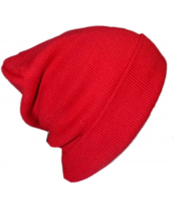 Skullies & Beanies Slouchy Beanie Skull Hat Ski Hat Snowboard Hat Ribbed Beanie One Size Red - C511IAST7LD $13.32