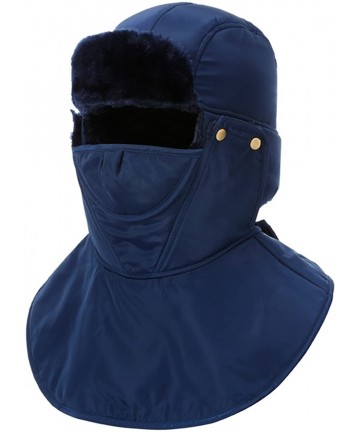 Balaclavas Unisex Winter Trooper Trapper Hat Hunting Hat Ushanka Ear Flap Chin Strap with Windproof Mask - Blue - C6186RT230O...