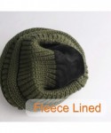Skullies & Beanies Winter Beanie Hats for Women Cable Knit Fleece Lining Warm Hats Slouchy Thick Skull Cap - Dark Green - CV1...