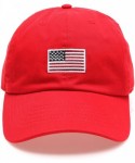 Baseball Caps USA American Flag Embroidered 100% Cotton Adjustable Strap Baseball Cap Hat - Flag - Red - C8183MQM8UU $14.77