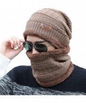 Skullies & Beanies Unisex Winter Slouchy Beanie Hat Scarf Set Knitted Neck Warmers Gaiters Skull Caps - Khaki - C718899TMKR $...
