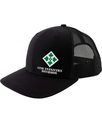 Baseball Caps Army 4th Infantry Division Full Color Trucker Hat - Solid Black - C618RNAOY4Z $33.19