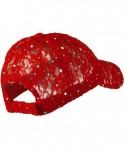 Baseball Caps Lace Sequin Glitter Cap - Red W41S52F - CN110A3TV99 $32.63