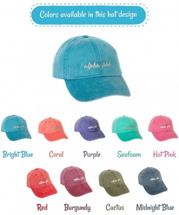 Baseball Caps Alpha Phi (N) Sorority Baseball Hat Cap Cursive Name Font A Phi - Bright Blue - CM188U59ZGS $29.73