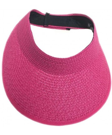 Sun Hats 100% Straw Sun Visor Hat Cap Sun Protection - Fuchsia - CJ1288GMLLZ $20.41