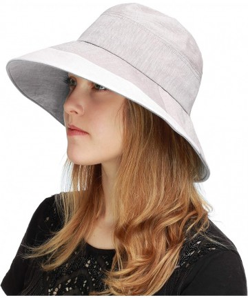 Bucket Hats Light Weight Packable Women's Wide Brim Sun Bucket Hat - Viviane-taupe - C718GQOO33Q $20.95