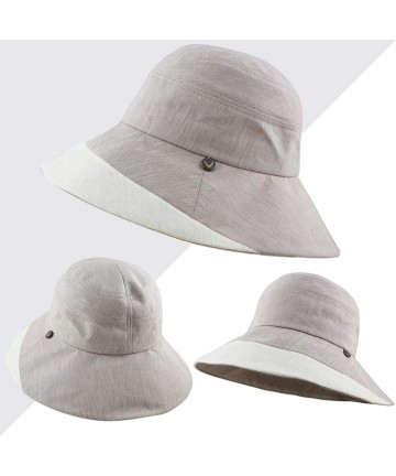 Bucket Hats Light Weight Packable Women's Wide Brim Sun Bucket Hat - Viviane-taupe - C718GQOO33Q $20.95