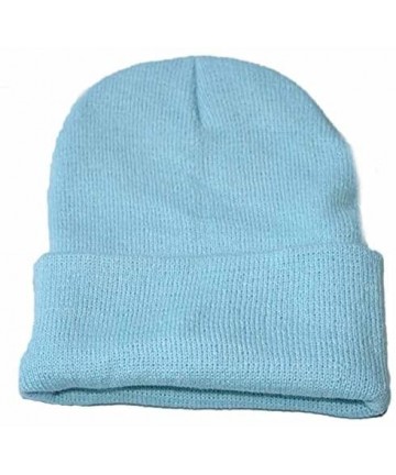 Skullies & Beanies Unisex Slouchy Knitting Beanie Hip Hop Cap Warm Winter Ski Hat - Light Blue - CQ18HYUOQLZ $13.44