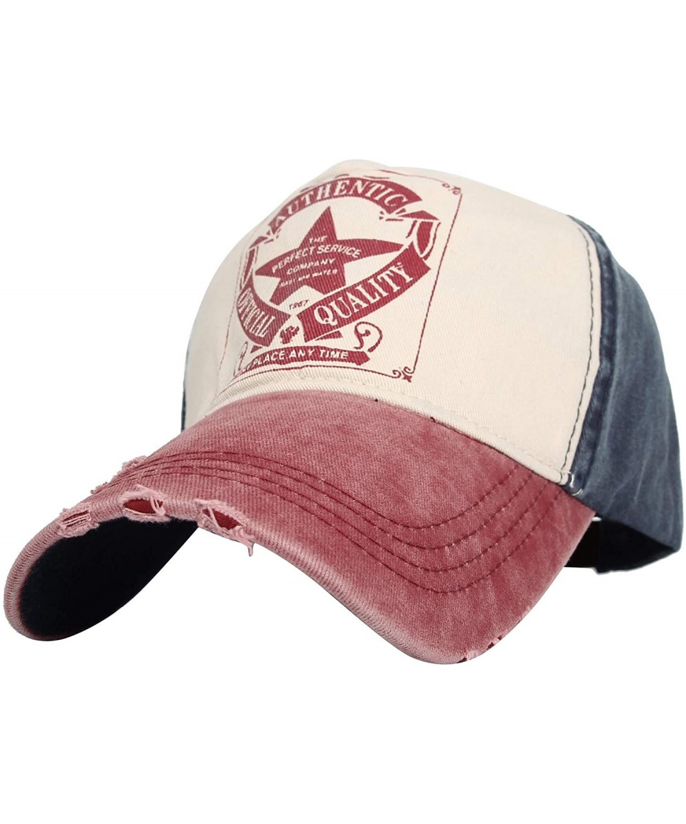 Baseball Caps Distressed Vintage Baseball Cap 100% Cotton Trucker Dad Hat KZ10033 - Wine - CN18QWZNDUO $18.85
