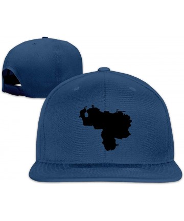 Baseball Caps Venezuela Map Snapback Hat Adjustable Solid Flat Bill Baseball Caps Mens - Navy - CK196XRERL7 $19.65