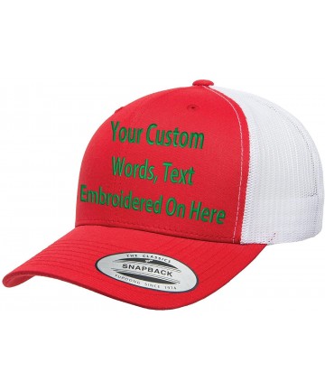 Baseball Caps Custom Trucker Hat Yupoong 6606 Embroidered Your Own Text Curved Bill Snapback - Red/White - C71875ODY55 $32.05