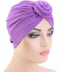 Skullies & Beanies Womens Big Flower Turban Beanie Elegant Cap Head Wrap Stretch Long Hair Scarf Headscarf - 441-beige - C119...