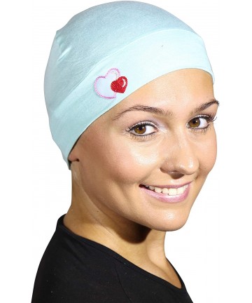 Skullies & Beanies Womens Soft Sleep Cap Comfy Cancer Hat with Hearts Applique - Mint - CU189SN6ARO $19.77