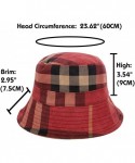 Bucket Hats Plaid Tartan Bucket Hats for Women Vintage Rollable Fisherman Sun Cap - F-wine - C518YI2NXYD $18.09