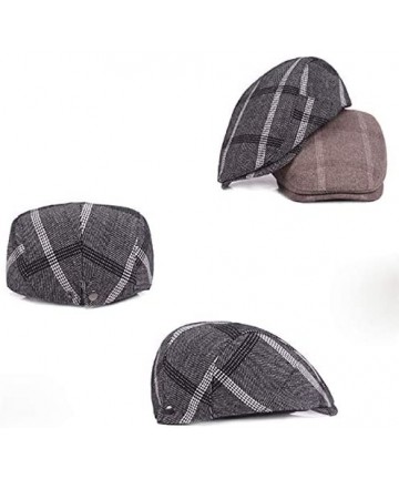 Newsboy Caps Men's Cotton Plush Casquette Plate Beret Cap Casual Duckbill Hat - Khaki - CL18US6O93R $13.45