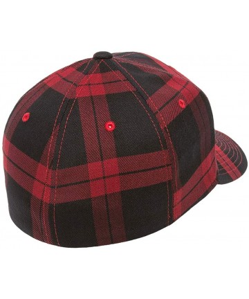 Baseball Caps Flexfit Tartan Plaid Hat - Stretch Fit- Curved Visor- Ballcap - Black/Red - C618H0SR6OO $19.03