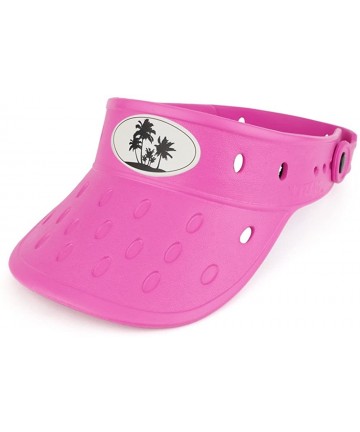 Visors Durable Adjustable Floatable Summer Visor Hat with Large Palm Tree Snap Charm - Pink - CG17YXT83SW $38.97