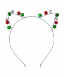 Headbands Silver Tone Red Green Bells Cat Ears Christmas Holiday Headband - C518IHKNDZZ $13.38