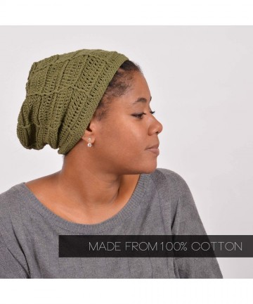 Skullies & Beanies Mens Summer Beanie Cotton - Womens Crochet Slouch Cap Hand Made Chemo Hat - Beige - CK114VG0OCP $21.76