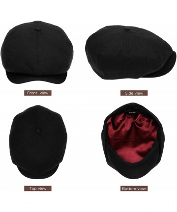Newsboy Caps Newsboy Hats Men Flat Cap Gatsby Snap Classic Herringbone Twill Vintage 8 Panel Hat - Black - C519858C9OT $29.54