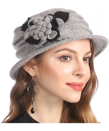 Berets Women's Winter Warm 100% Wool Beret Beanie Cloche Bucket Hat - Light Grey - CY18YCDLNR2 $18.03